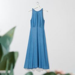 Sukienka maxi z lyocellu Eco Aware - Niebieski. Niebieskie sukienki damskie Mohito, bez wzorów, z lyocellu, bez kołnierzyka, bez rękawów, maxi. Za 179,99 zł.