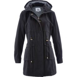 Parka bawełniana na podszewce z dżerseju bonprix czarny. Czarne parki damskie bonprix, bez wzorów, z bawełny, bez kaptura. Za 189,99 zł.