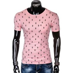 T-SHIRT MĘSKI Z NADRUKIEM S1006 - PUDROWY RÓŻ. Czerwone t-shirty męskie z nadrukiem Ombre Clothing, m. Za 35,00 zł.
