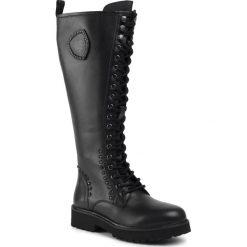 Kozaki BLAUER - 9FIRVINE03/LEA Blk Black. Czarne kozaki damskie Blauer, ze skóry, przed kolano, na wysokim obcasie, bez zapięcia. W wyprzedaży za 649,00 zł.