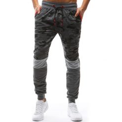 Spodnie dresowe męskie: Spodnie męskie dresowe camo antracytowe (ux1212)