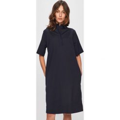 Answear - Sukienka. Niebieskie sukienki damskie ANSWEAR, na co dzień, s, bez wzorów, z bawełny, casualowe, bez kołnierzyka, z krótkim rękawem, krótkie, mini, proste. W wyprzedaży za 129,90 zł.
