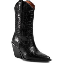Kozaki BRONX - 34125-KK Black 01. Czarne kozaki damskie Bronx, ze skóry, przed kolano, na wysokim obcasie, na obcasie, bez zapięcia. Za 779,00 zł.