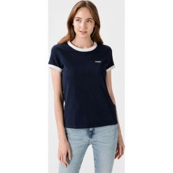 Tommy Jeans Logo Ringer Koszulka Niebieski. Niebieskie koszulki damskie Tommy Jeans, l, z nadrukiem, z bawełny, bez kołnierzyka, z krótkim rękawem. Za 187,95 zł.