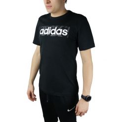 Adidas Lin Box Logo Tee DV3041. Czarne t-shirty męskie Adidas, xl, bez wzorów, z bawełny, bez kołnierzyka. W wyprzedaży za 69,99 zł.