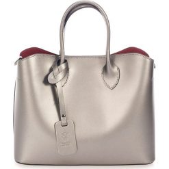 Torebki klasyczne damskie: Skórzana torebka w kolorze srebrnym – 32 x 14 x 25 cm