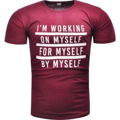 Koszulka męska t-shirt z nadrukiem czerwony Recea. Czerwone koszulki męskie Recea, xl, z nadrukiem, z bawełny, bez kołnierzyka. Za 19,99 zł.