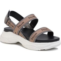 Sandały POLLINI - SA16175G1ATD0019 Pietra. Brązowe klapki damskie Pollini, bez wzorów, ze skóry, bez obcasa, na obcasie. W wyprzedaży za 829,00 zł.