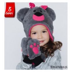 Czapka w zestawie z łapkami i szalikiem Pin up. Szare czapeczki niemowlęce marki Pakamera. Za 109,00 zł.