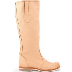 Kozaki - skóra naturalna - model 127 - kolor beżowy. Brązowe kozaki damskie Zapato, na co dzień, na lato, z jeansu, klasyczne, z okrągłym noskiem, przed kolano, bez obcasa, na płaskiej podeszwie, na zamek. W wyprzedaży za 366,75 zł.