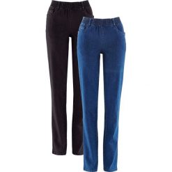 Spodnie ze stretchem STRAIGHT (2 pary) bonprix niebieski "stone" + czarny. Niebieskie spodnie damskie bonprix. Za 149,98 zł.