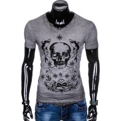 T-shirty męskie: T-SHIRT MĘSKI Z NADRUKIEM S888 - GRAFITOWY