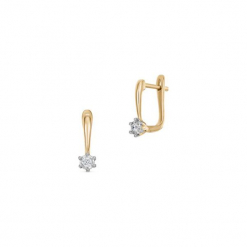 Kolczyki Złote - złoto 585, Brylant 0,09ct. Żółte kolczyki damskie W.KRUK, z brylantem, złote. Za 1990,00 zł.