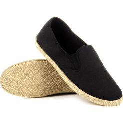 Espadryle męskie: Czarne tenisówki męskie espadryle slip on Wishot