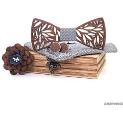 Mucha męska drewniana , prezent spinki zestaw. Muszki męskie Pakamera, bez wzorów. Za 179,00 zł.