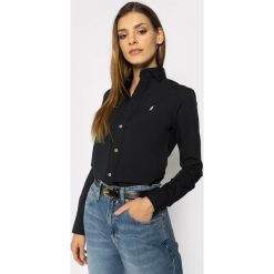 Koszula Polo Ralph Lauren Stretch Poplin 211537103. Czarne koszulki damskie polo Polo Ralph Lauren, bez wzorów, z elastanu, bez rękawów. Za 469,00 zł.