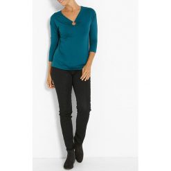 Koszulka w kolorze niebieskim. Niebieskie koszulki damskie Jacqueline Riu, bez wzorów, klasyczne, bez kołnierzyka. W wyprzedaży za 49,95 zł.