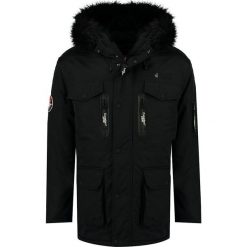 Kurtka zimowa w kolorze czarnym. Czarne płaszcze męskie Canadian Peak, na zimę, xl, z aplikacjami, bez kaptura. W wyprzedaży za 327,95 zł.