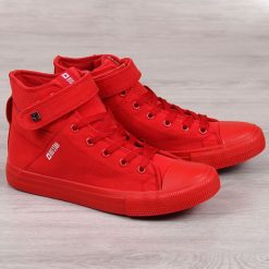 Trampki męskie tekstylne czerwone Big Star FF174141 - czerwony. Czerwone trampki męskie BIG STAR, bez wzorów, retro, bez zapięcia. Za 119,99 zł.