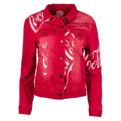 Desigual Kurtka Damska Coke 38 Czerwony. Czerwone kurtki damskie Desigual, z napisami. W wyprzedaży za 453,00 zł.