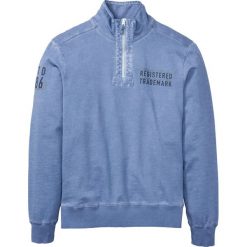 Bluza z efektem wytarcia bonprix matowy niebieski. Niebieskie bluzy męskie bonprix, xl, bez wzorów, ze stójką, bez rękawów, bez kaptura. Za 89,99 zł.
