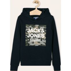 Jack & Jones - Bluza dziecięca 128-176 cm. Zielone bluzy chłopięce Jack & Jones, z nadrukiem, z bawełny, bez rękawów, z kapturem. W wyprzedaży za 69,90 zł.
