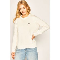Sweter Tommy Jeans Classics DW0DW06452. Białe swetry damskie Tommy Jeans, xs, bez wzorów, z bawełny, klasyczne, bez rękawów, bez kaptura. Za 359,00 zł.