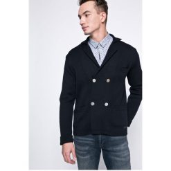 Trussardi Jeans - Kardigan. Niebieskie swetry męskie Trussardi Jeans, m, bez wzorów, z wełny, krótkie. W wyprzedaży za 449,90 zł.