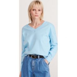 Bluza z bawełną organiczną - Niebieski. Niebieskie bluzy damskie Reserved, s, bez wzorów, z bawełny, bez rękawów, bez kaptura. Za 69,99 zł.