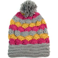 Czapki damskie: Art of Polo Czapka damska kolorowa i wielki pompon szaro żółta