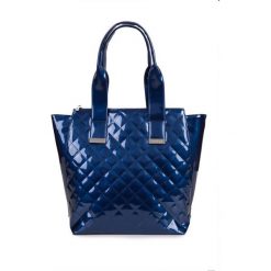 Shopper bag damskie: Pikowana duża granatowa torebka QUIOSQUE
