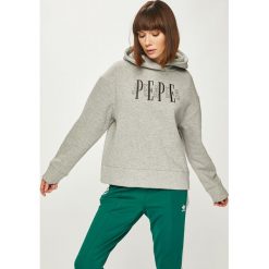 Pepe Jeans - Bluza. Szare bluzy damskie Pepe Jeans, s, z nadrukiem, z bawełny, bez rękawów, z kapturem. W wyprzedaży za 159,90 zł.