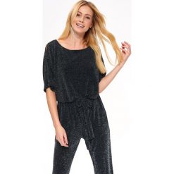 ELEGANCKI KOMBINEZON Z DZIANINY Z POŁYSKIEM. Czarne kombinezony eleganckie marki Top Secret, na lato, z dzianiny, z długim rękawem, długie. W wyprzedaży za 59,99 zł.