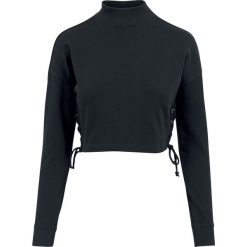 Urban Classics Ladies Lace Up Crewneck Bluza damska czarny. Czarne bluzy damskie marki Urban Classics, l, bez wzorów, prążkowane, z długim rękawem, długie, bez kaptura. Za 79,90 zł.
