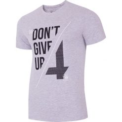 T-shirt męski TSM229 - chłodny jasny szary. Szare koszulki męskie 4f, m, z nadrukiem, z bawełny, bez kołnierzyka, krótkie. W wyprzedaży za 39,99 zł.