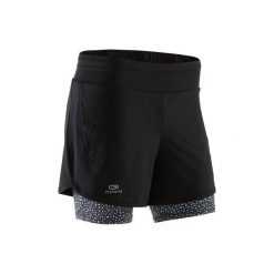 Spodenki RUN DRY+ 2 w 1. Czarne bermudy damskie KALENJI. Za 59,99 zł.