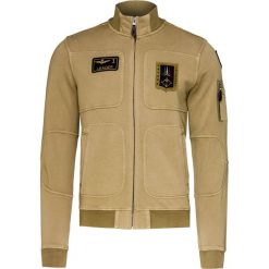 Bluza AERONAUTICA MILITARE. Brązowe bluzy męskie Aeronautica Militare, z aplikacjami, z bawełny, militarne, ze stójką, bez rękawów, bez kaptura. W wyprzedaży za 588,00 zł.