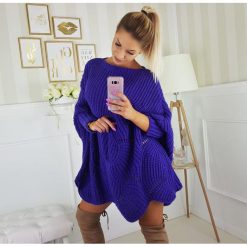 Ponczi VIVI fiolet. Bluzy damskie Divinostyle, s, bez wzorów, z wełny, bez rękawów, bez kaptura. Za 139,00 zł.