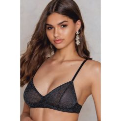 Biustonosze bardotka: NA-KD Lingerie Biustonosz Glitter – Black,Silver