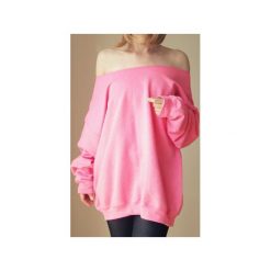 Gruby Oversize Różowy Neon Melanż Z XL XXL. Żółte bluzy damskie One mug a day, s, bez wzorów, z bawełny, bez rękawów, bez kaptura. Za 125,00 zł.
