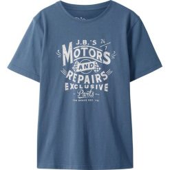 T-shirt bonprix indygo z nadrukiem. Niebieskie koszule chłopięce bonprix, z nadrukiem, z okrągłym kołnierzem, bez rękawów. Za 16,99 zł.