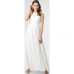 Luxuar Fashion - Damska suknia ślubna, beżowy. Brązowe sukienki damskie Luxuar Fashion, na ślub cywilny, w koronkowe wzory, z koronki, bez kołnierzyka, bez rękawów. Za 999,95 zł.