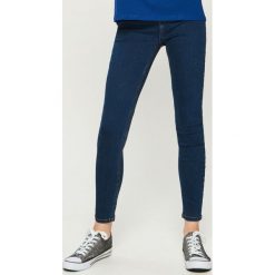 Jeansy skinny mid waist - Granatowy. Niebieskie spodnie z wysokim stanem Sinsay, z jeansu. Za 39,99 zł.