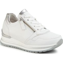 Sneakersy GABOR - 46.528.50 Weiss/Silber. Białe półbuty damskie Gabor, bez wzorów, ze skóry, bez obcasa, na płaskiej podeszwie, bez zapięcia. Za 449,00 zł.