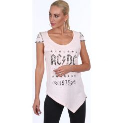 Bluzka asymetryczna jasnoróżowa ZZ1097. Różowe bluzki damskie Fasardi, m, bez wzorów, z asymetrycznym kołnierzem, bez rękawów. Za 59,00 zł.