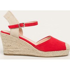 Answear - Espadryle Simius. Czerwone koturny damskie ANSWEAR, bez wzorów, z gumy, bez obcasa, na obcasie. Za 119,90 zł.