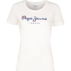 T- shirt Pepe Jeans. Białe koszulki damskie Pepe Jeans, bez wzorów, z jeansu, klasyczne, z klasycznym kołnierzykiem, bez rękawów. Za 79,00 zł.