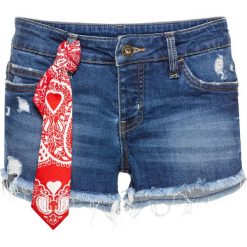 Szorty z bandaną bonprix niebieski "stone”. Niebieskie jeansy damskie bonprix, z jeansu. Za 89,99 zł.