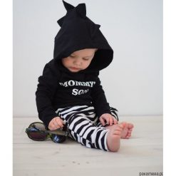 Bluzy chłopięce: Bluza czarna dla dziecka z kapturem