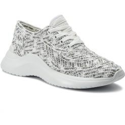 Sneakersy CALVIN KLEIN - Usra E7149 White/Black. Białe półbuty damskie Calvin Klein, na co dzień, bez wzorów, ze skóry ekologicznej, bez obcasa, na płaskiej podeszwie, bez zapięcia. Za 649,00 zł.